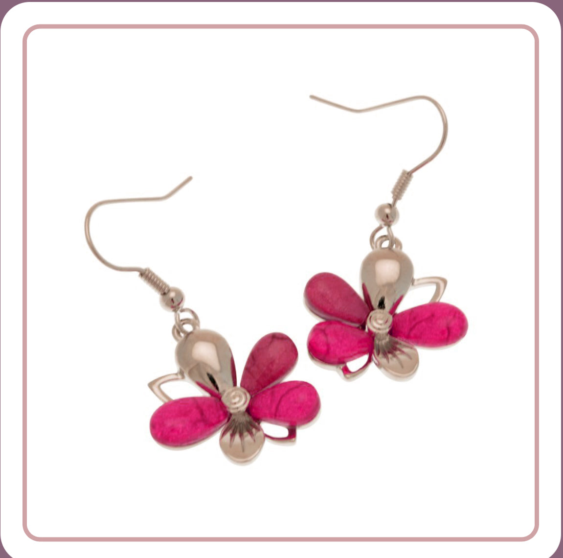 Pink Flower Drop Earrings