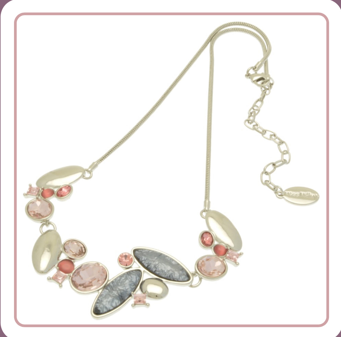 Grey and Pink Crystal Necklace