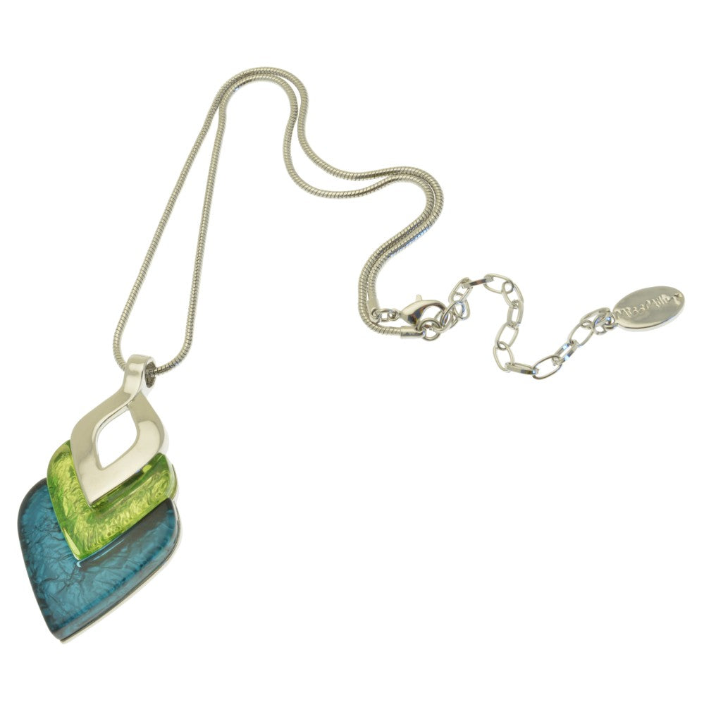 Forest and Lime Green Diamond Resin Necklace