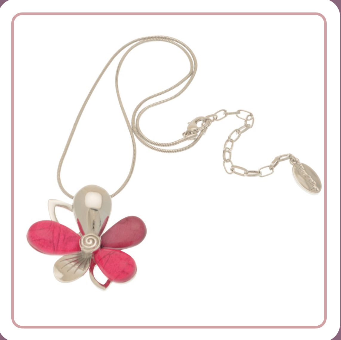 Fuchsia Pink Flower Necklace