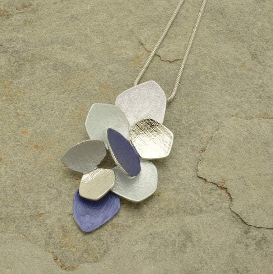 Grey and Blue Cluster Necklace