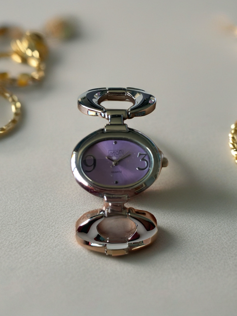 Lilac & Silver Oval Bracelet Watch