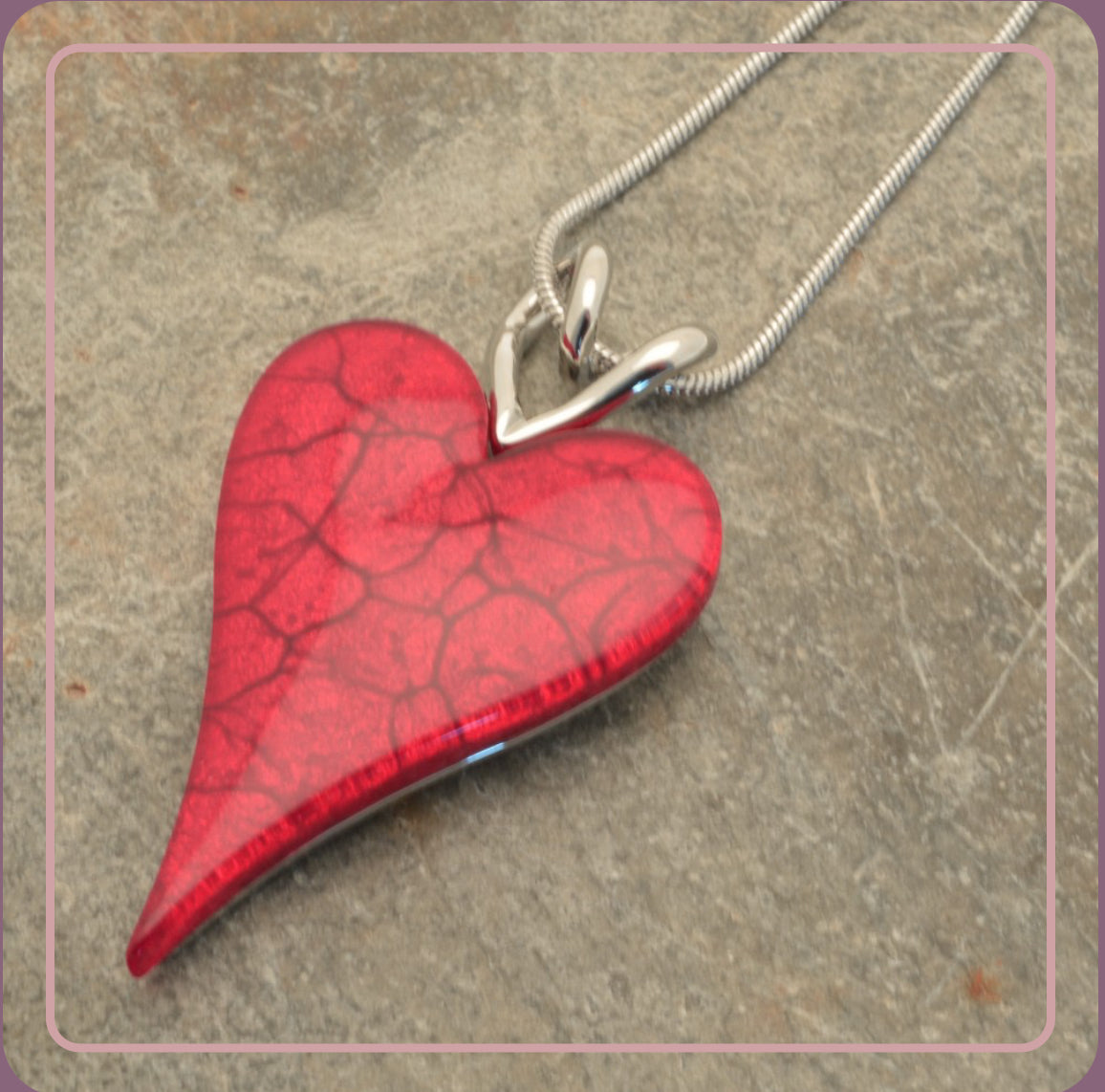 Scarlet Red Heart Necklace