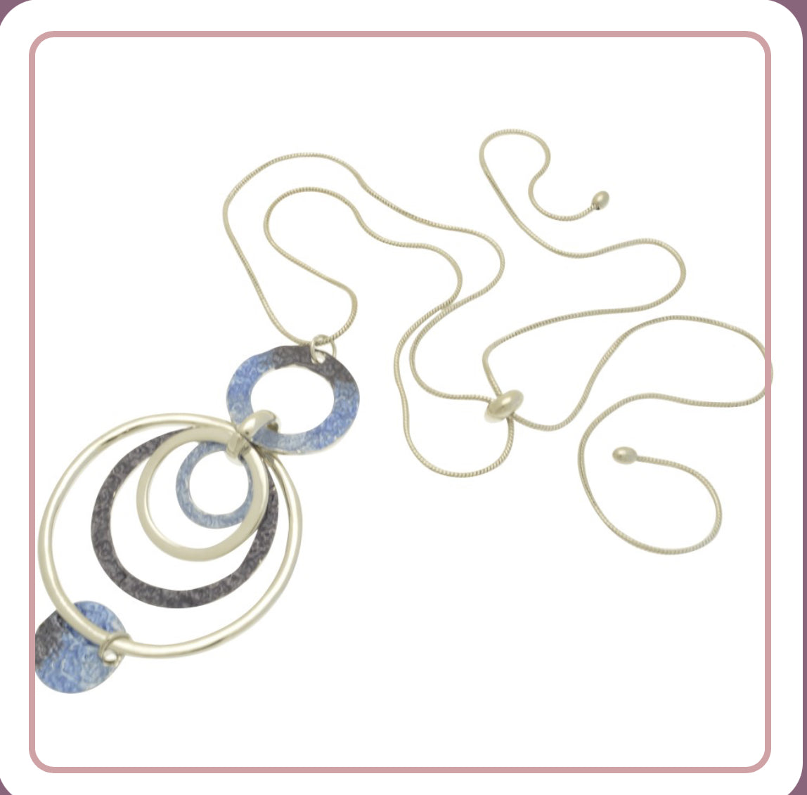 Long Blue Adjustable Hoop Necklace