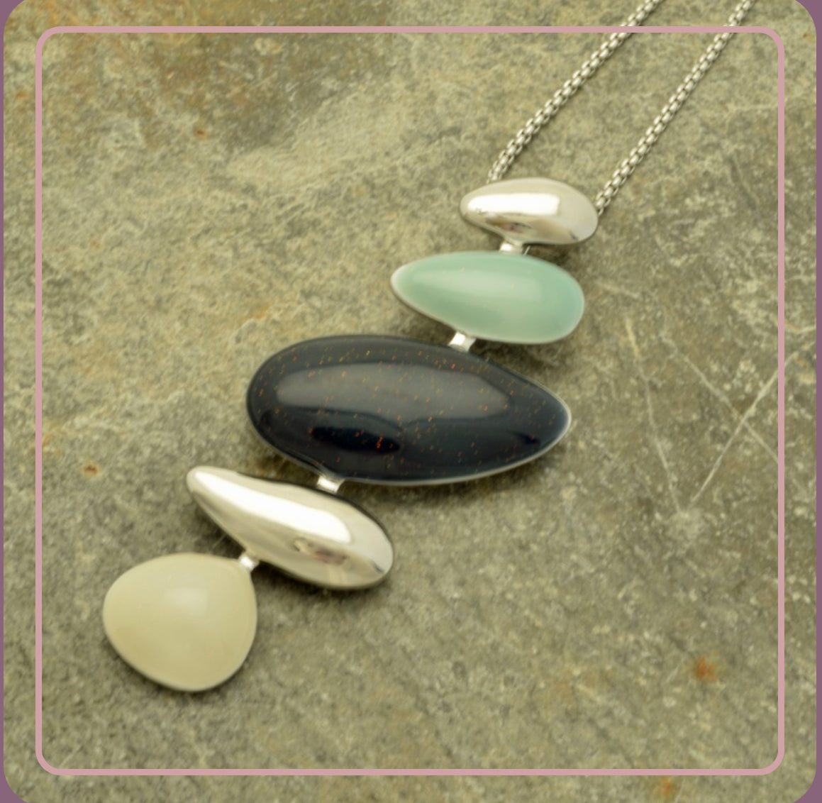 Green Stacked Pebble Necklace