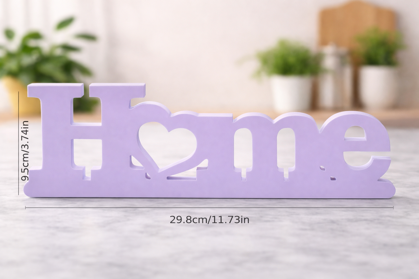 Cosy Lilac “Home” Sign with Heart Cut-Out