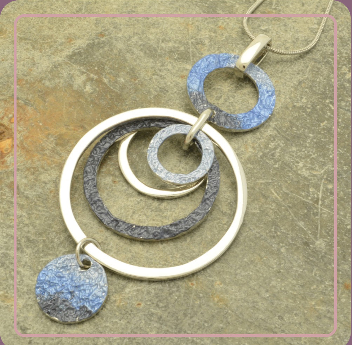 Long Blue Adjustable Hoop Necklace