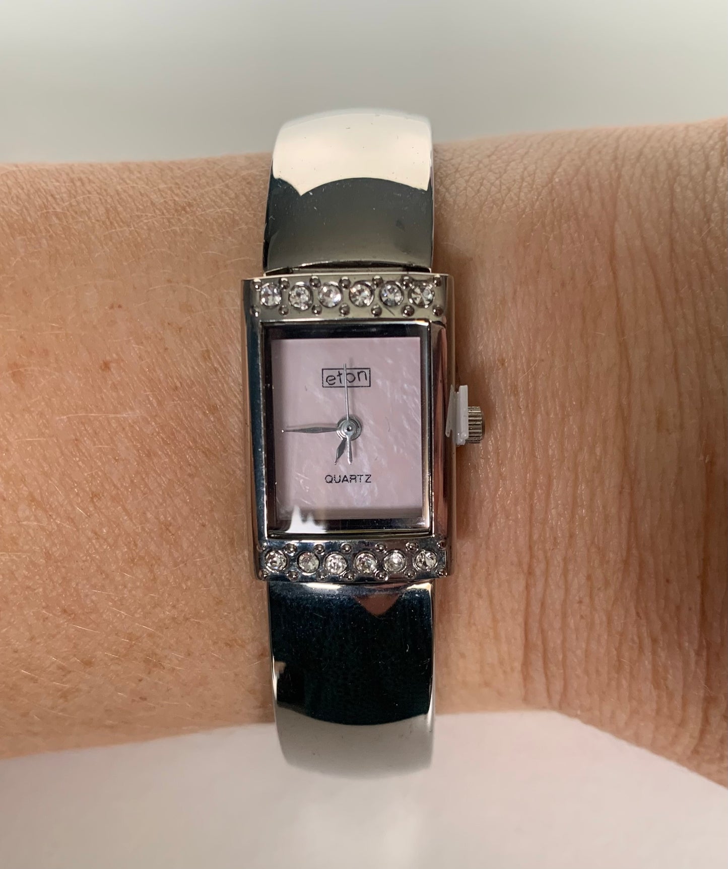 The Crystal-Accented Silver Bangle Watch