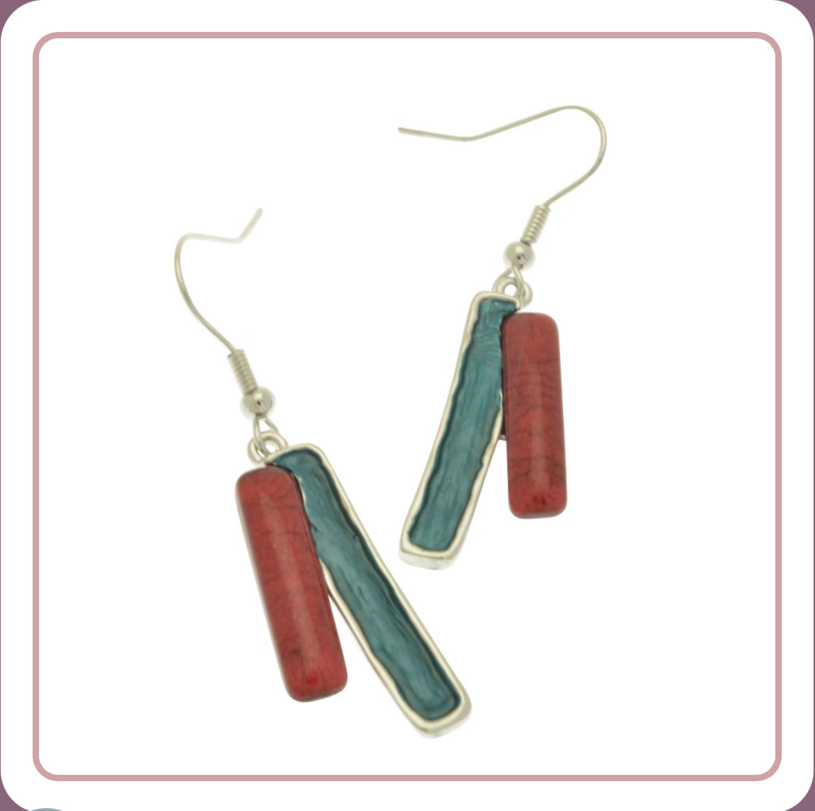 Green and Red Dangly Earrings