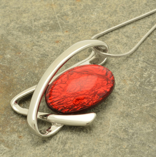 Scarlet Red Squiggle Necklace