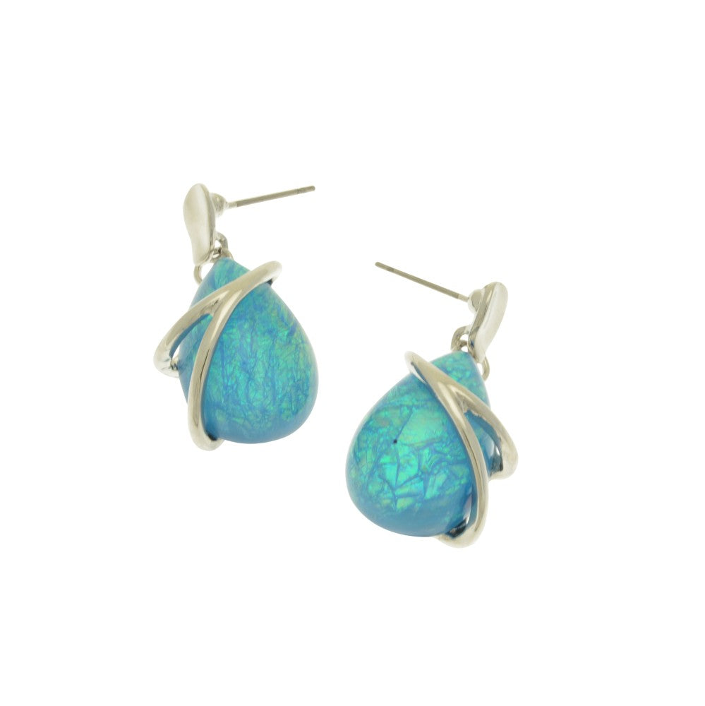 Iridescent Blue Teardrop Earrings