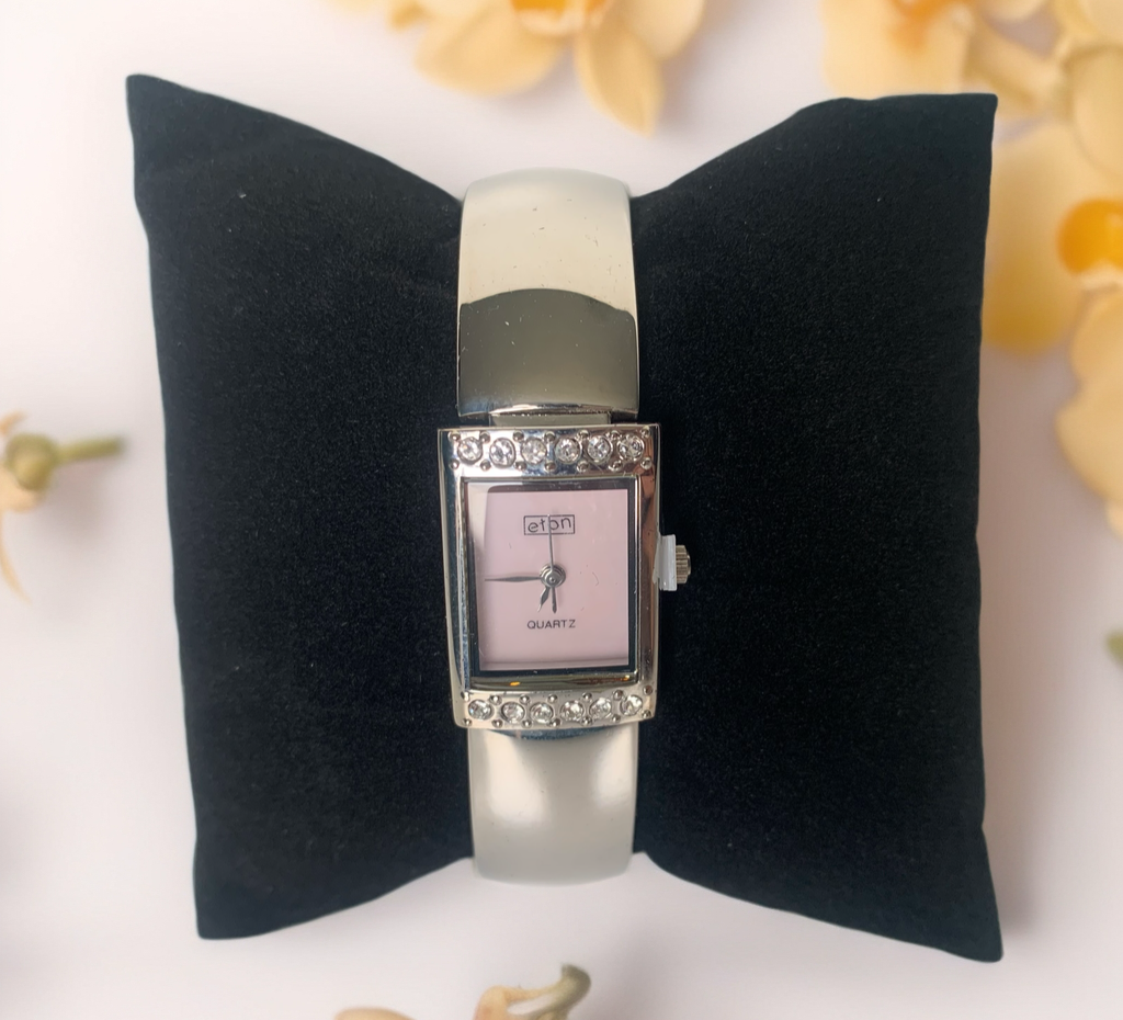 The Crystal-Accented Silver Bangle Watch