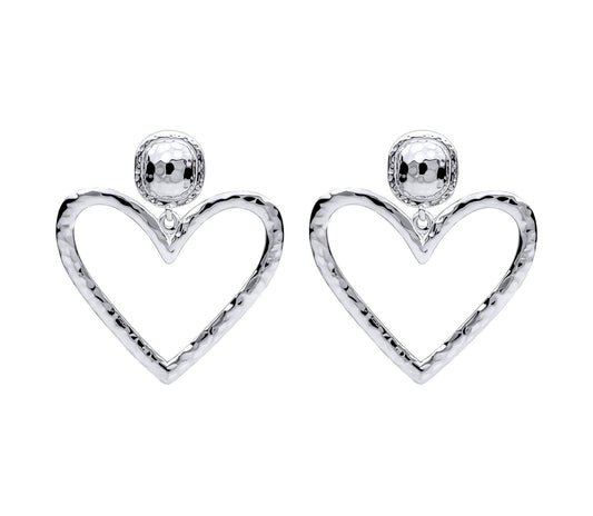Large Hammered Heart Earrings