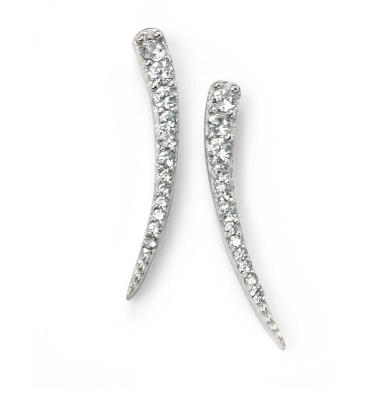 Curved Bar Earrings with Cubic Zirconia Stones