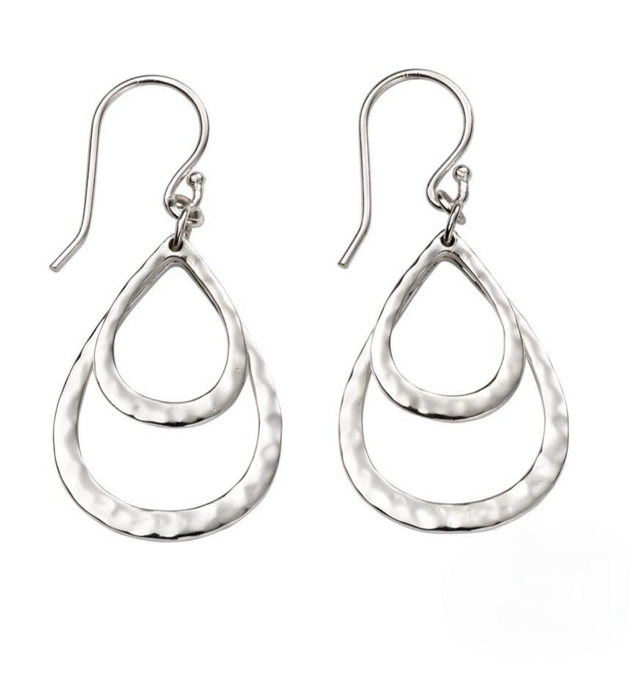 Hammered Double Teardrop Earrings