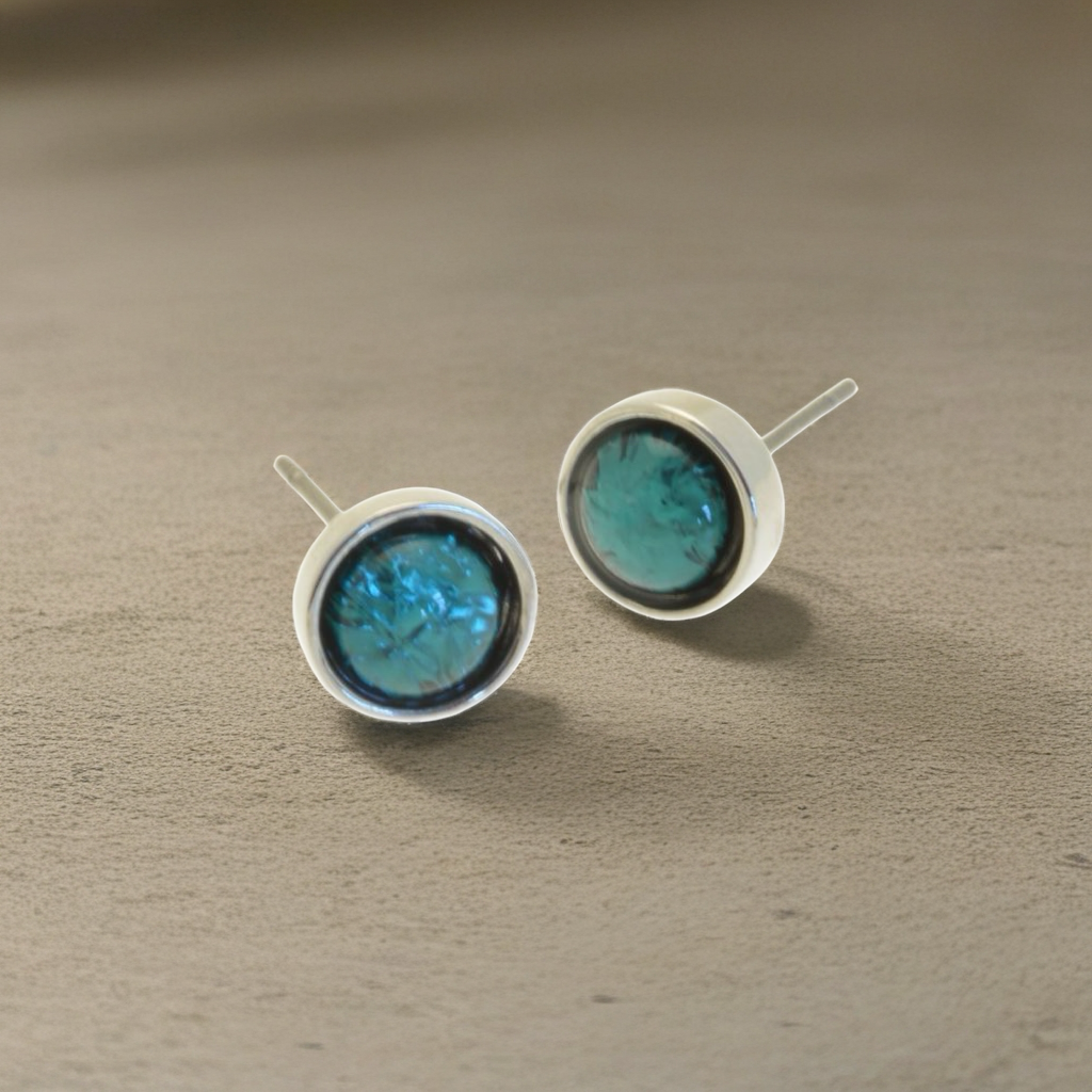 Forest Green Foil Stud Earrings