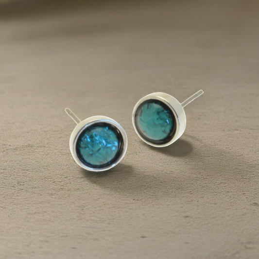 Forest Green Foil Stud Earrings
