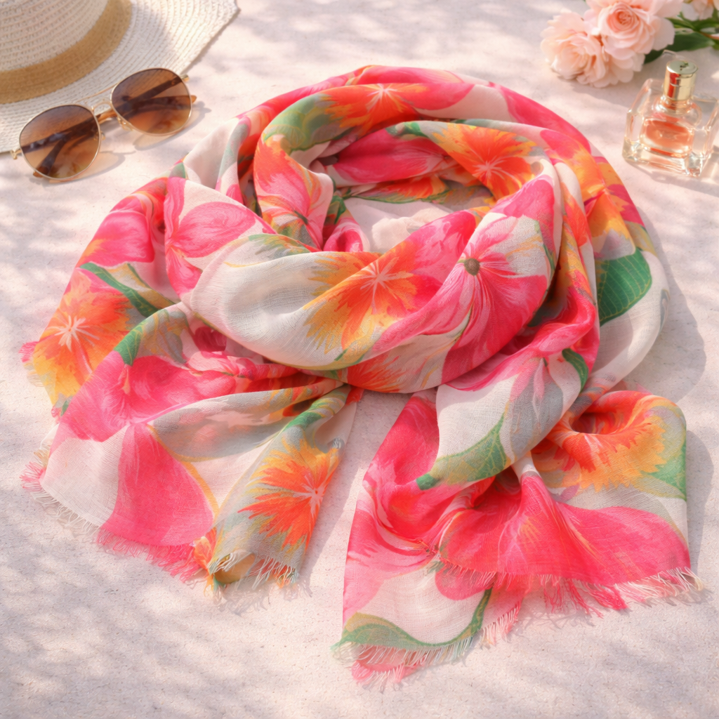 Multicolour Hibiscus Scarf