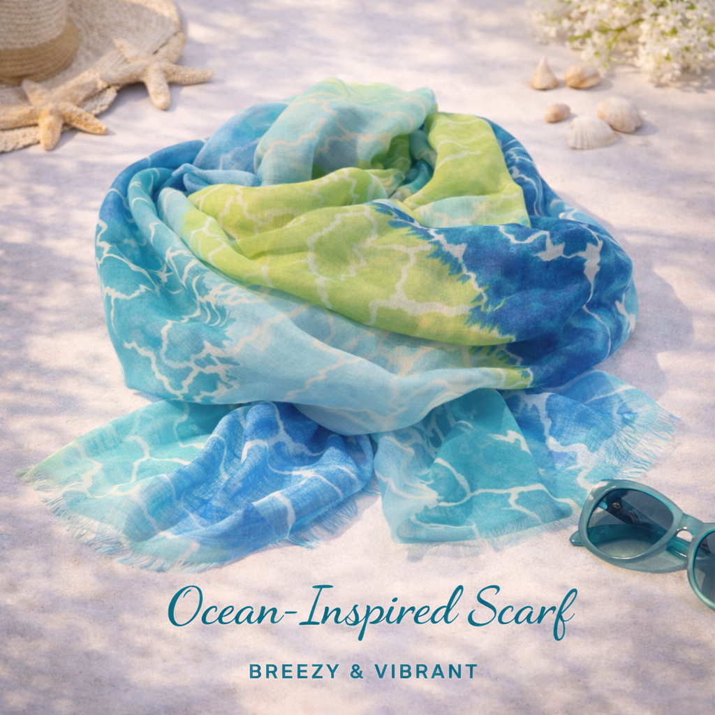 Blue and Lime Green Scarf