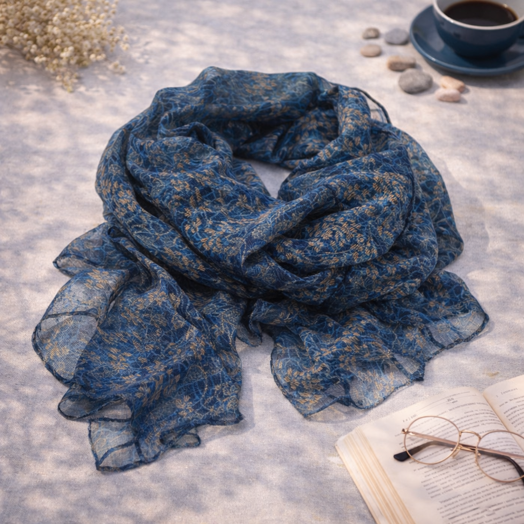 Blue Stippled Scarf